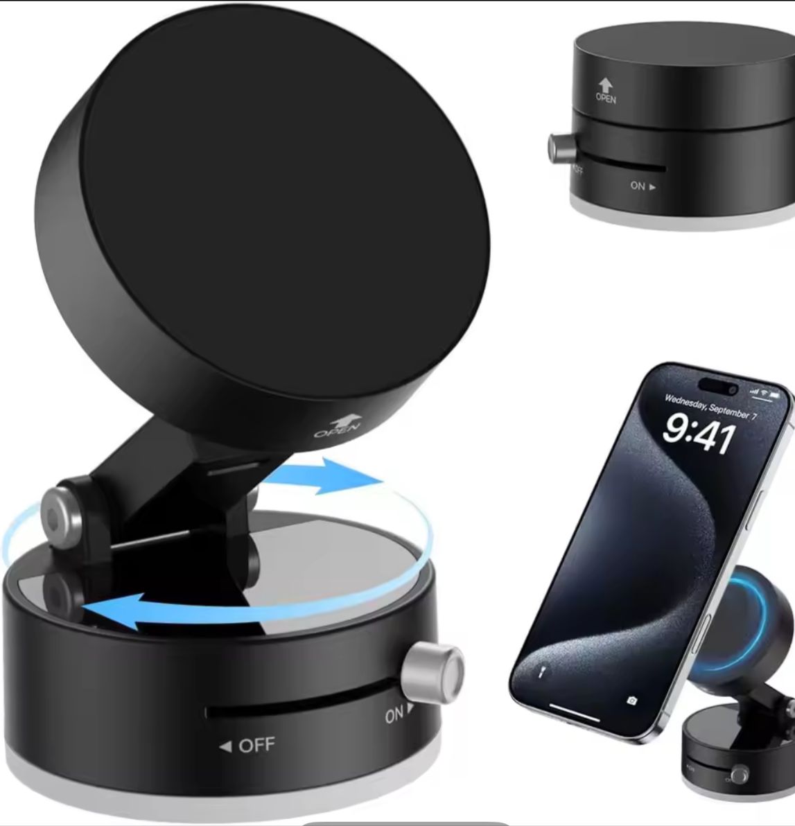 DAN TECHNOLOGY Vacuum Magnetic Suction Cup Swivel Stand – Universal Folding Mobile Phone Holder