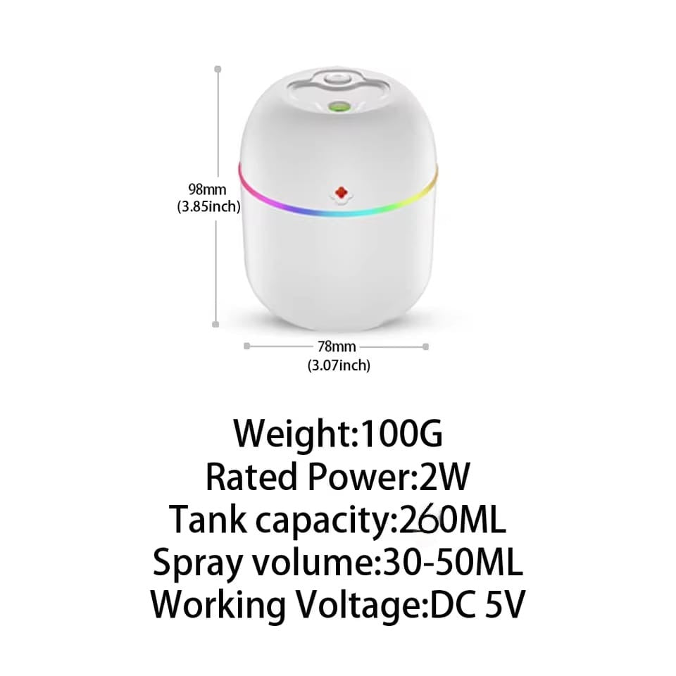 Mini USB Air Humidifier – Silent Cool Mist & LED Night Light for Home, Car & Office