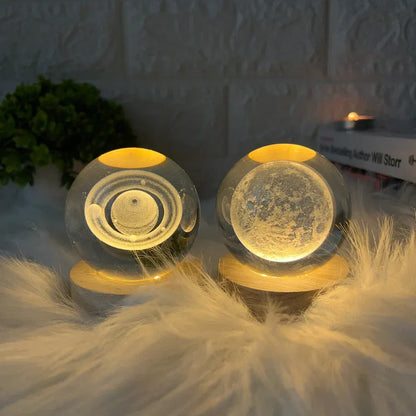 USB LED Galaxy Crystal Ball Lamp – 3D Moon Night Light