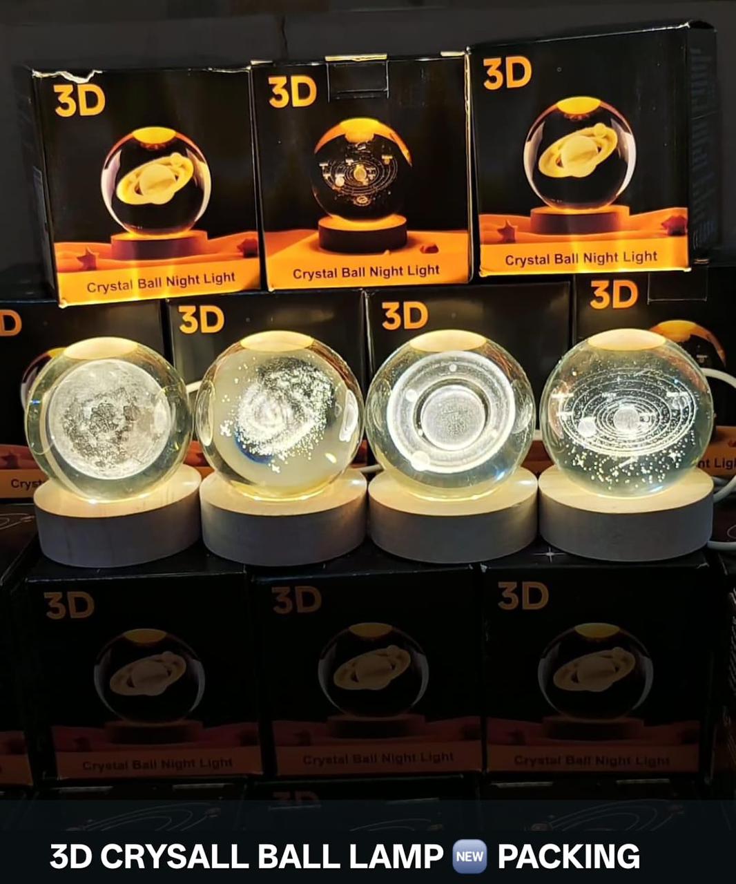 USB LED Galaxy Crystal Ball Lamp – 3D Moon Night Light