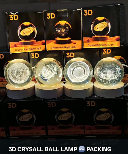 USB LED Galaxy Crystal Ball Lamp – 3D Moon Night Light