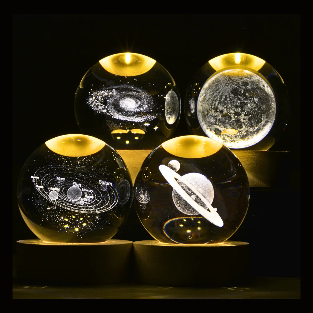 USB LED Galaxy Crystal Ball Lamp – 3D Moon Night Light