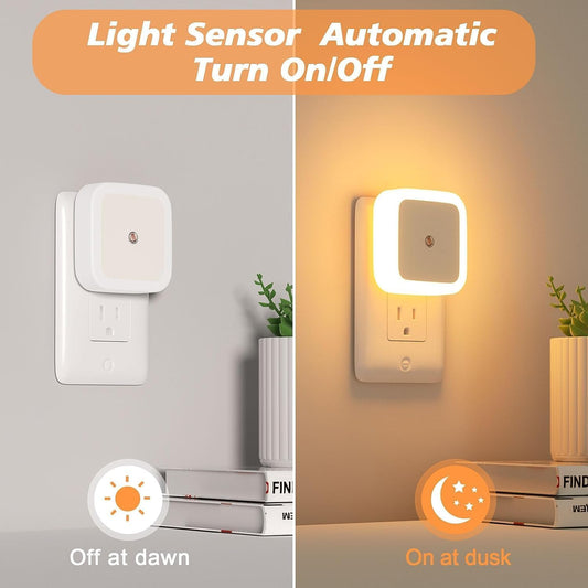Sensor LED Night Light with Auto ON/OFF – Energy-Saving Soft Brightness Lamp for Bedroom, Kids Room & Hallways