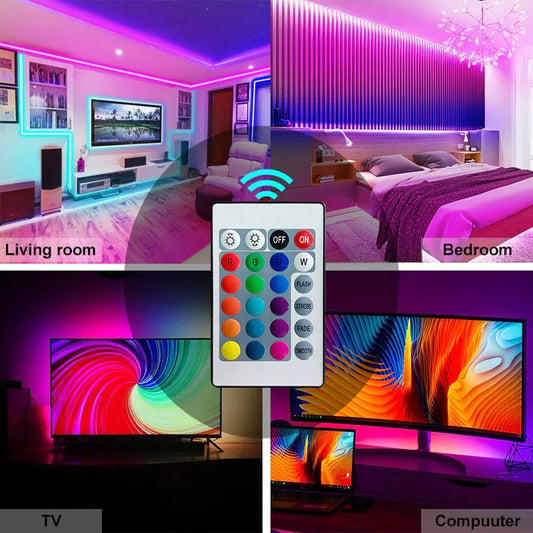 RGB LED Strip Lights (15ft) – Color-Changing Room Lighting with Remote & 12V Adapter