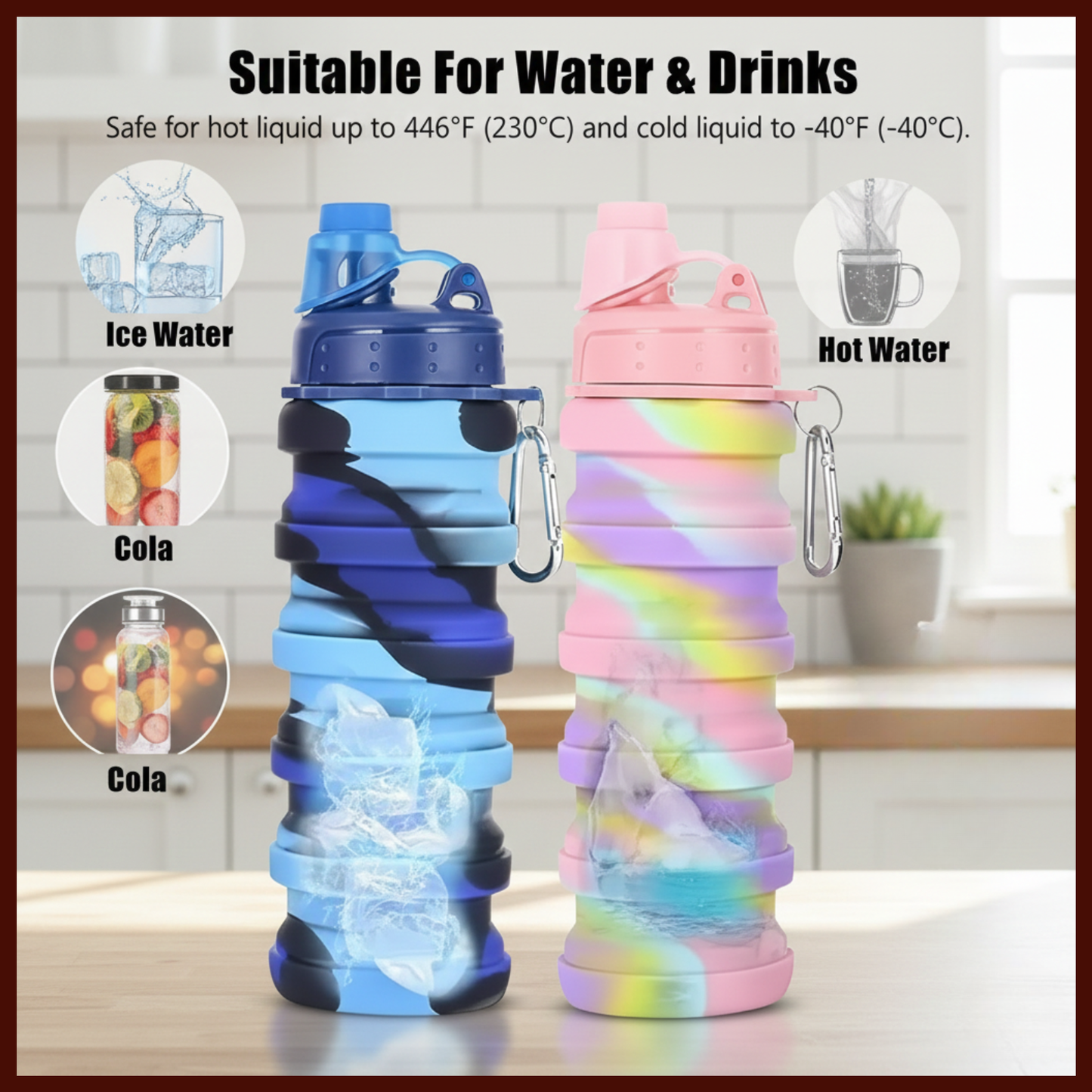UltraSlim Foldable Silicone Water Bottle | Collapsible Travel Bottle