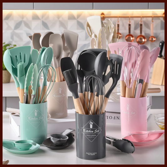 12 Pcs Silicone Kitchen Utensils – Heat-Resistant & BPA-Free Cooking Tools Set