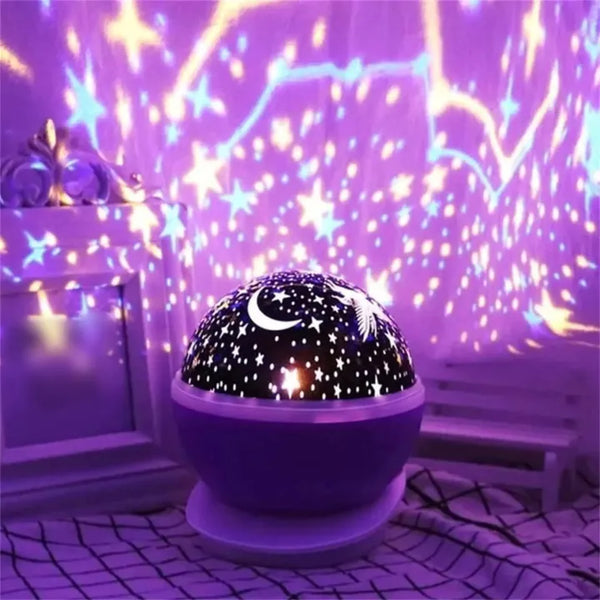Starry Sky Night Light Projector – 360° Rotating LED Star Lamp with 8 Color Modes for Babies & Kids