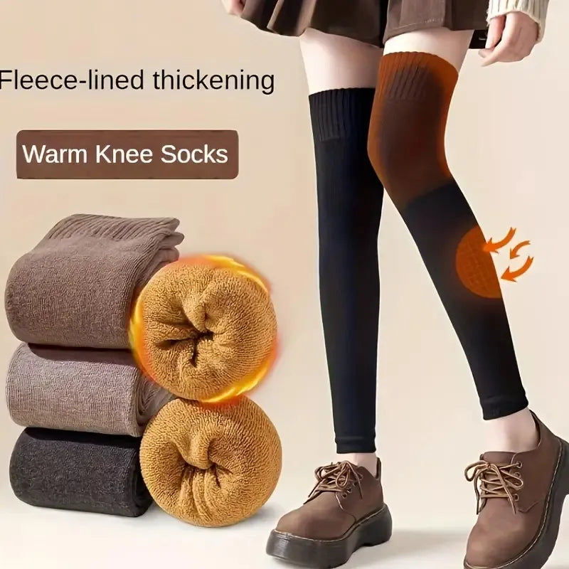 Warm Fleece-Lined OTK Socks for Male&Female– Soft & Cozy Leg Warmers