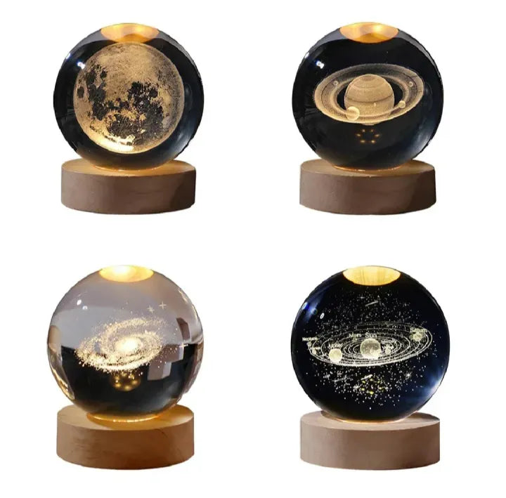 USB LED Galaxy Crystal Ball Lamp – 3D Moon Night Light