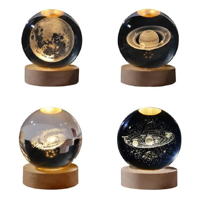 USB LED Galaxy Crystal Ball Lamp – 3D Moon Night Light