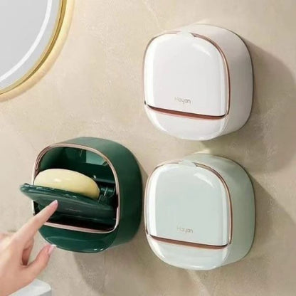 Wall-Mounted Soap Dish with Lid & Tray | Bathroom Organizer