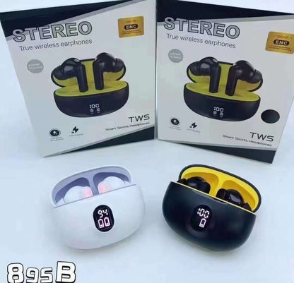 M04 TWS Wireless Earbuds – ENC Noise Cancellation, HiFi Stereo, Bluetooth 5.3 with LED Display (Black & White)