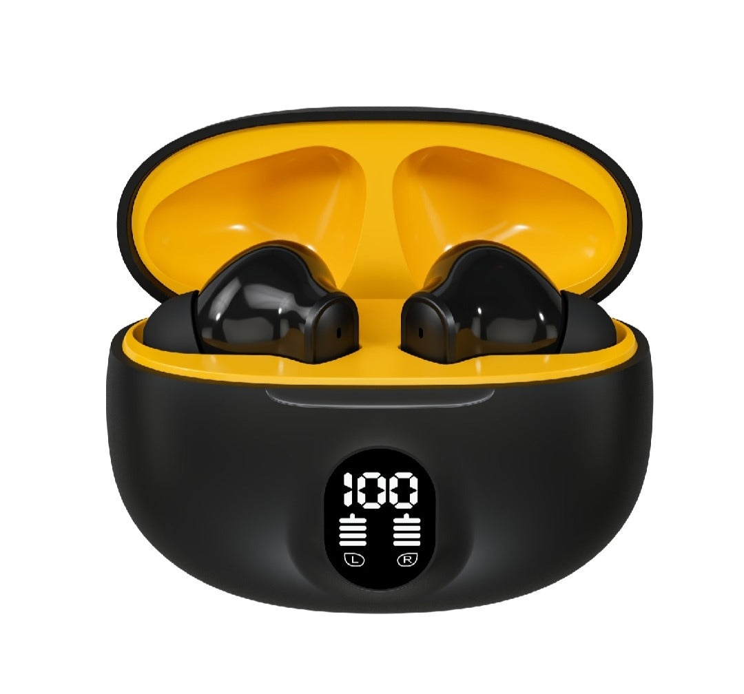 M04 TWS Wireless Earbuds – ENC Noise Cancellation, HiFi Stereo, Bluetooth 5.3 with LED Display (Black & White)