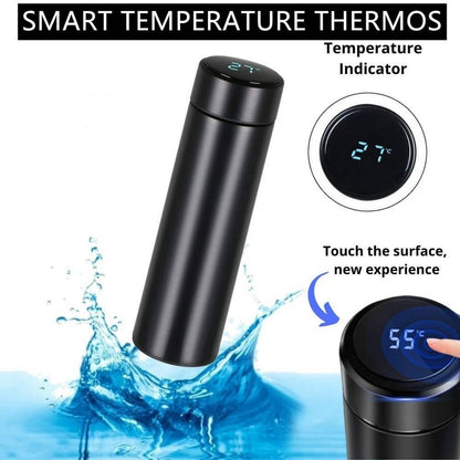 Temperature Water Bottle, LED Temperature Display, Hot Cold Vacuum Flasks, stainless Steel Thermos, LED 500ML Smart Thermos