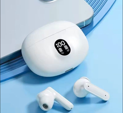 M04 TWS Wireless Earbuds – ENC Noise Cancellation, HiFi Stereo, Bluetooth 5.3 with LED Display (Black & White)