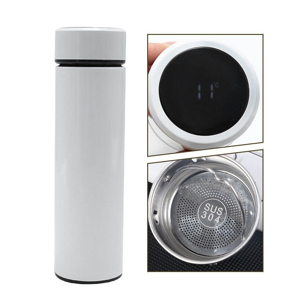 Temperature Water Bottle, LED Temperature Display, Hot Cold Vacuum Flasks, stainless Steel Thermos, LED 500ML Smart Thermos