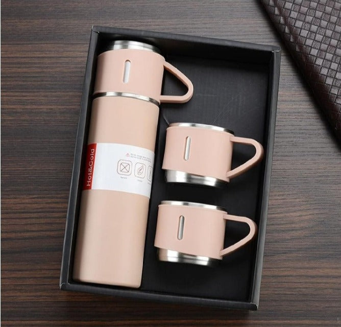 500ml Stainless Steel Vacuum Bottle Set | Hot & Cold Water Thermos (3pcs + 2 Cups)