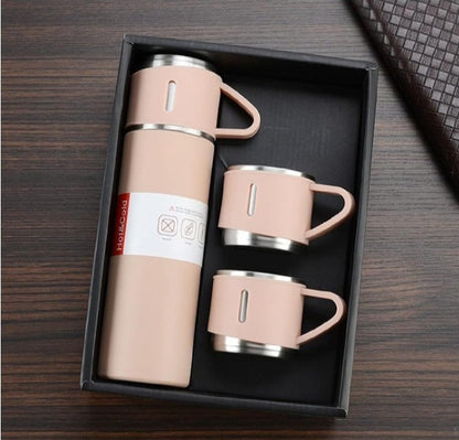 500ml Stainless Steel Vacuum Bottle Set | Hot & Cold Water Thermos (3pcs + 2 Cups)