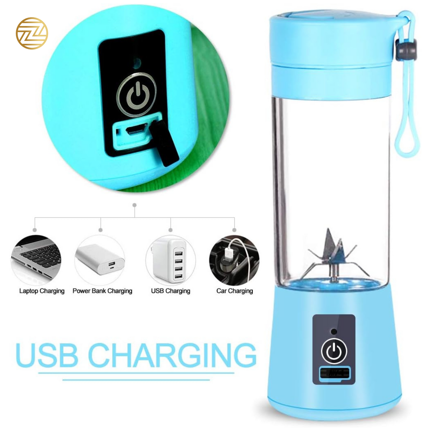Mini Portable USB Rechargeable Juicer Blender – 380ml 6-Blade Smoothie Maker & Travel Bottle