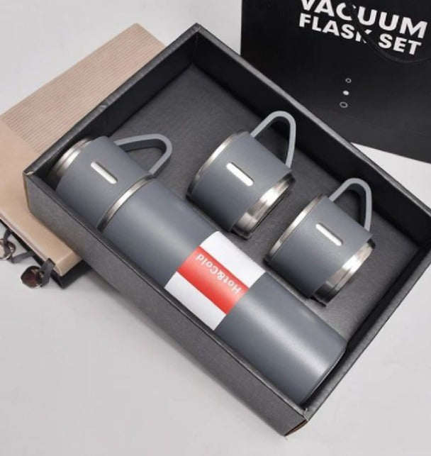 500ml Stainless Steel Vacuum Bottle Set | Hot & Cold Water Thermos (3pcs + 2 Cups)