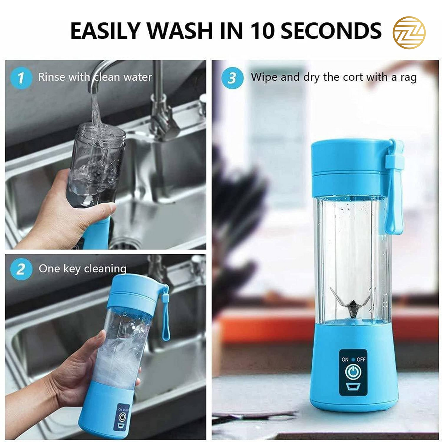 Mini Portable USB Rechargeable Juicer Blender – 380ml 6-Blade Smoothie Maker & Travel Bottle