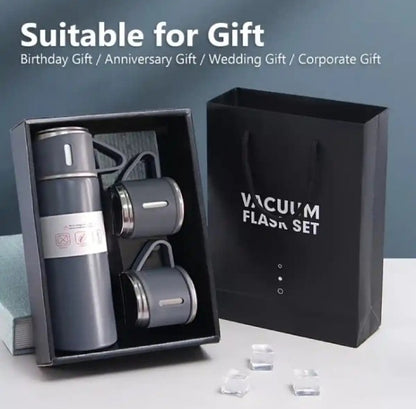500ml Stainless Steel Vacuum Bottle Set | Hot & Cold Water Thermos (3pcs + 2 Cups)