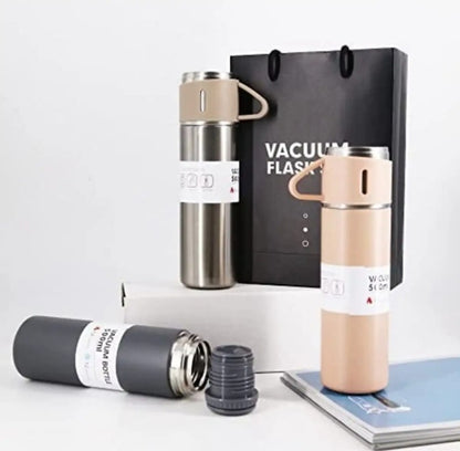 500ml Stainless Steel Vacuum Bottle Set | Hot & Cold Water Thermos (3pcs + 2 Cups)
