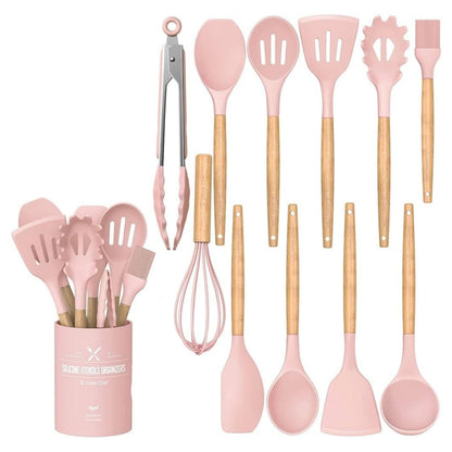 12 Pcs Silicone Kitchen Utensils – Heat-Resistant & BPA-Free Cooking Tools Set